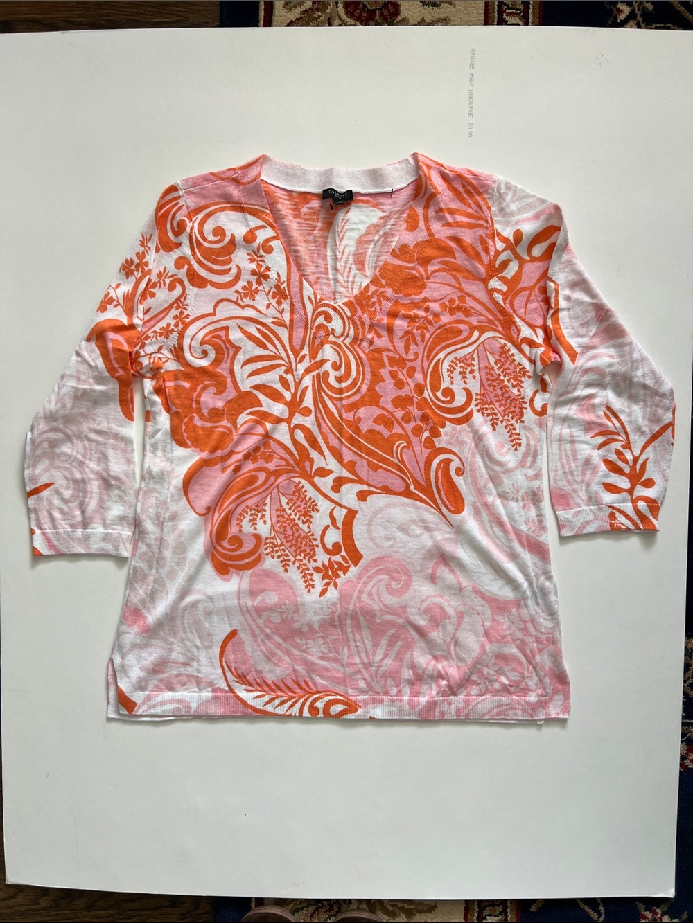 Talbots V-Neck Floral Print Sweater